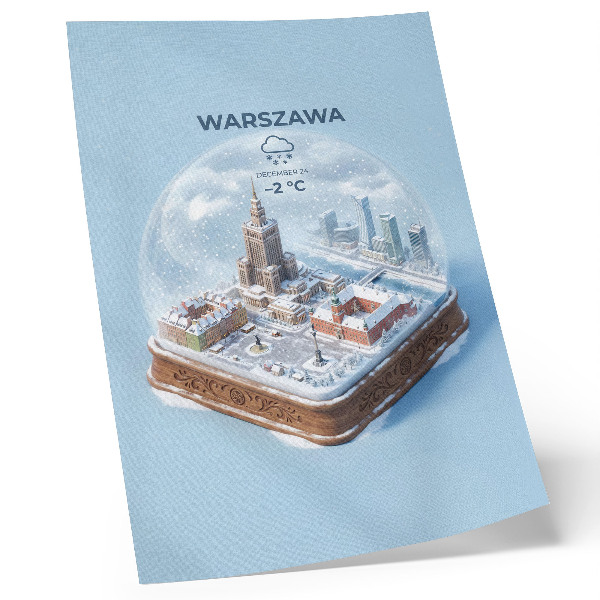 Poster Warschauer Winter-Glaskugel-Schneearchitektur