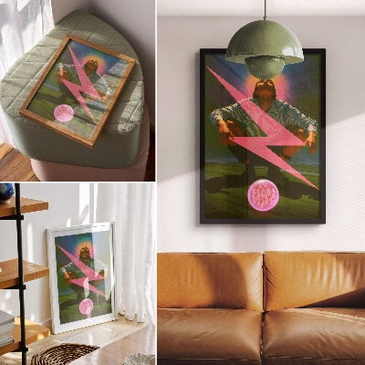 Wandposter Neonfarben und eine überraschende Figur