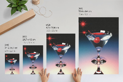 Kunstdruck leinwand Elegantes Cocktailglas mit roter Kirsche