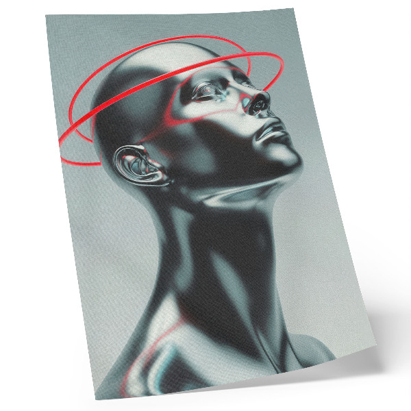 Wandposter Futuristische Skulptur, Modernität, Rot, Grau
