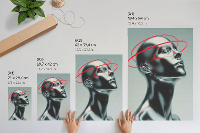 Wandposter Futuristische Skulptur, Modernität, Rot, Grau