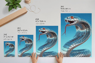 Poster Metallisch schlang sich blauer Hintergrund roter Intensität