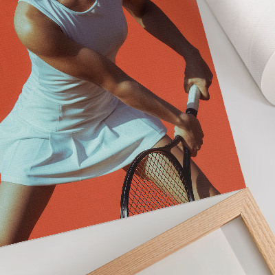 Wandposter Eine Figur in Bewegung vor einem lebendigen Hintergrund