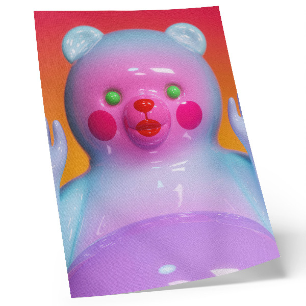 Kunstdruck leinwand Bunter Teddybär, leuchtende Farben, moderne Komposition