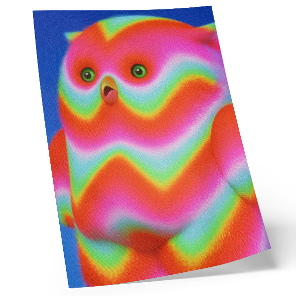 Wandposter Eine Figur mit intensiven Farben und einem fröhlichen Muster