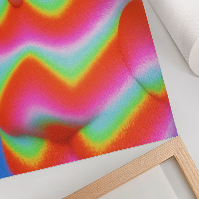 Wandposter Eine Figur mit intensiven Farben und einem fröhlichen Muster