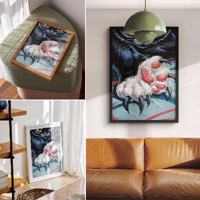 Kunstdruck leinwand Katze mit Krallen, leuchtende Farben, intensive Dynamik