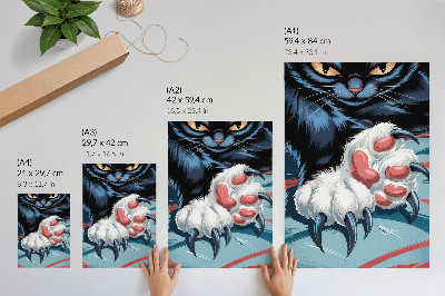 Kunstdruck leinwand Katze mit Krallen, leuchtende Farben, intensive Dynamik