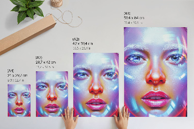 Wandposter Ein futuristisches Porträt voller energiegeladener Farben