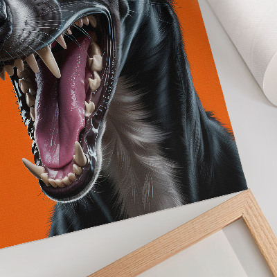 Poster Schwarzes Fell, orangefarbener Hintergrund, ausdrucksstarke Details
