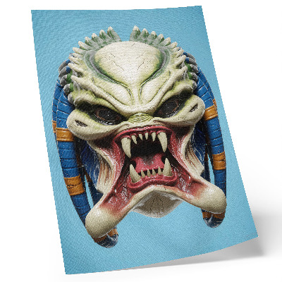 Wandposter Eine auffällige Monstermaske in Grün und Blau.