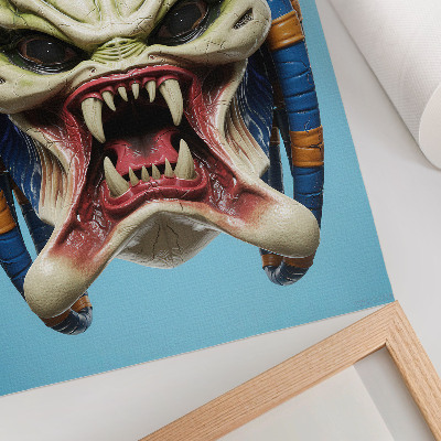 Wandposter Eine auffällige Monstermaske in Grün und Blau.