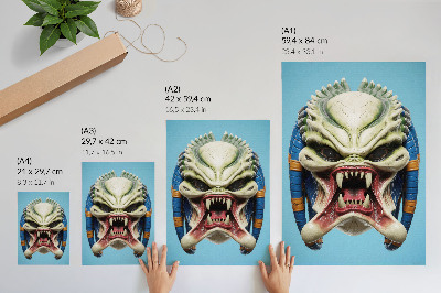 Wandposter Eine auffällige Monstermaske in Grün und Blau.