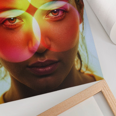 Kunstdruck leinwand Menschliches Gesicht mit farbigen Energiekreisen