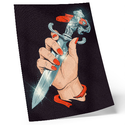 Poster Hand mit Dolch, blitzende Details