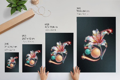 Wandposter Ein modernes, farbenfrohes Blumenmotiv