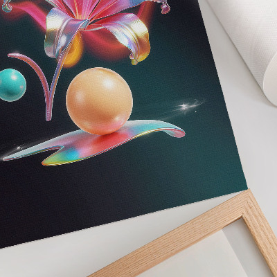 Poster Farbenfrohe Abstraktion mit einer Lilie und Kugeln