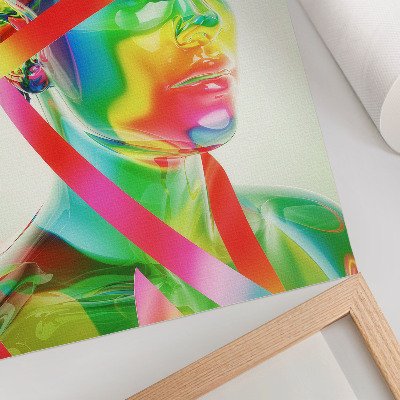 Kunstdruck leinwand Bunte Wellen auf einer futuristischen Figur