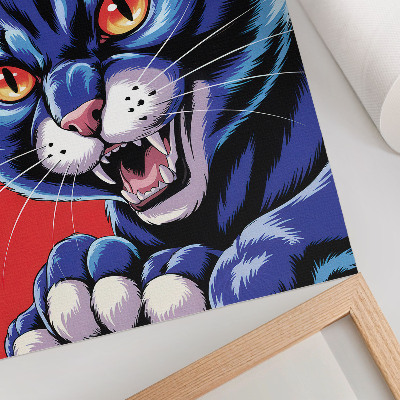 Poster Energiegeladene blaue Katze mit orangefarbenen Akzenten