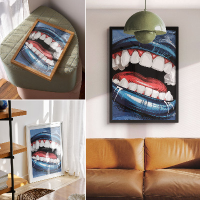 Kunstdruck leinwand Intensive Lippenfarben bilden einen dynamischen Kontrast zum Stil.