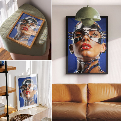 Poster Futuristische Figur, intensive Farben, Modernität