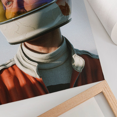 Kunstdruck leinwand Eine Figur mit Weltraumhelm, futuristische Atmosphäre