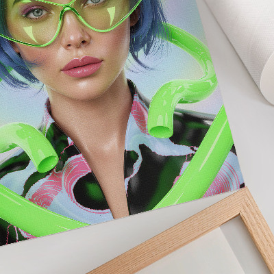 Wandposter Ein futuristisches Porträt einer Frau mit der Energie der Farbe