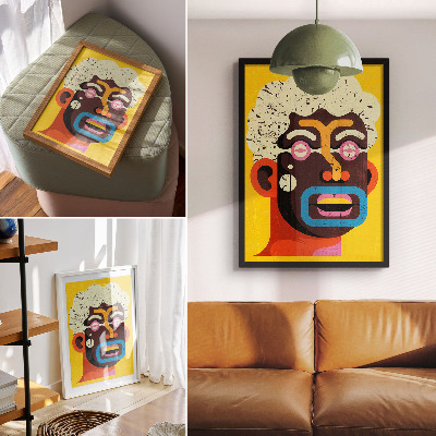 Poster Farbenfrohes Porträt, abstrakte Formen, intensive Farben