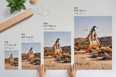 Wandposter Figur im surrealen Wüstenmotiv