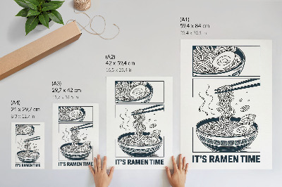 Wandposter Ramen-Schüssel im Comic-Stil, Essstäbchen saugen den Geschmack auf