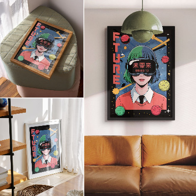Kunstdruck leinwand Modernes Weltraum-VR-Frauenthema