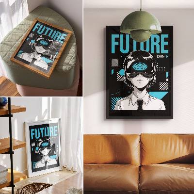 Poster Eine moderne Figur in VR-Brille