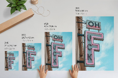 Kunstdruck leinwand Neon-Retro-Schild blauer Himmel intensive Farben
