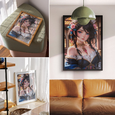 Wandposter Fantasieporträt einer Frau mit Schmuck