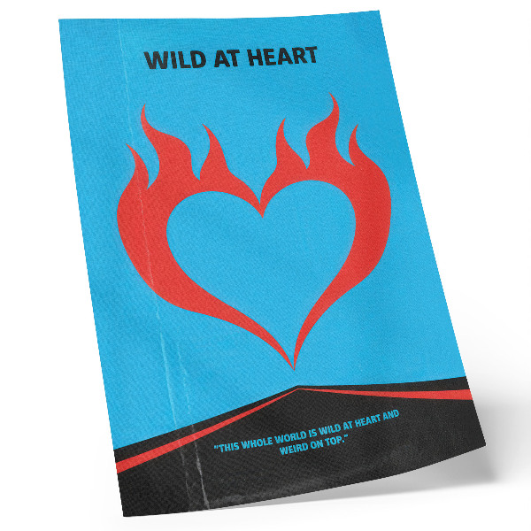 Wandposter Rote Flammen, Herz, blauer Hintergrund, modernes Thema