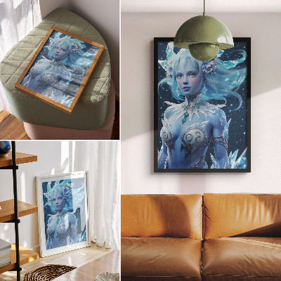 Wandposter Fantastische Atmosphäre, magische Gestalt, Eiskristalle