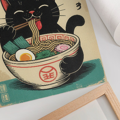 Wandposter Schwarze Katzen-Ramen-Schüssel – Japanische Retro-Inspirationen