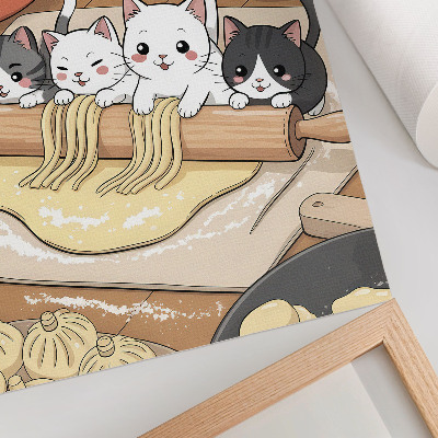 Poster Kätzchen in der Küche – Illustration in warmen Farbtönen