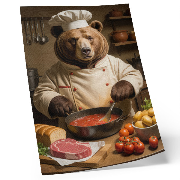 Wandposter Bär kocht warme Seelenszene surrealistische Wärme