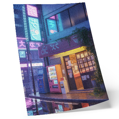 Kunstdruck leinwand Neonregen, stimmungsvolle Atmosphäre, bunte Lichter