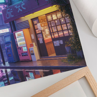 Kunstdruck leinwand Neonregen, stimmungsvolle Atmosphäre, bunte Lichter