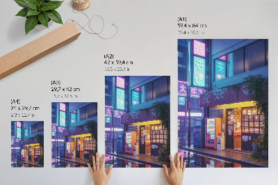 Kunstdruck leinwand Neonregen, stimmungsvolle Atmosphäre, bunte Lichter
