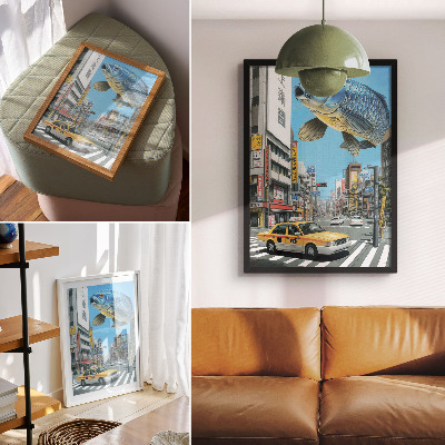 Wandposter Urbaner Surrealismus, Fische, moderne Straße