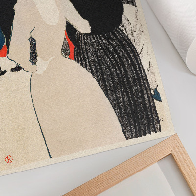 Poster Im Moulin Rouge: La Goulue und ihre Schwester (1892), hochauflösender Druck von Henri de Toulouse-Lautrec