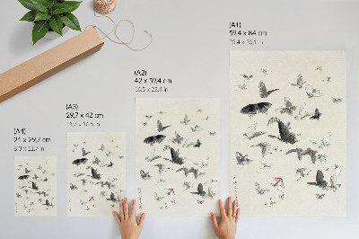 Kunstdruck leinwand Hokusais Schmetterlinge und Motten