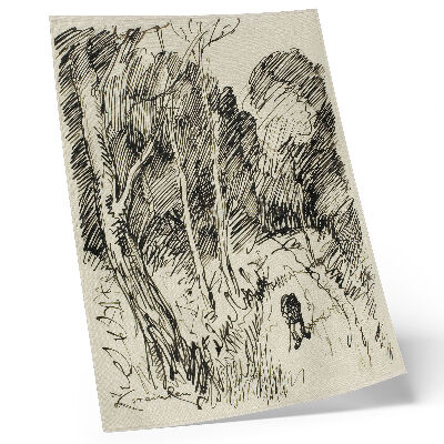 Wandposter Waldlandschaft mit einem Vagabunden von Théophile-Alexandre Pierre Steinlen