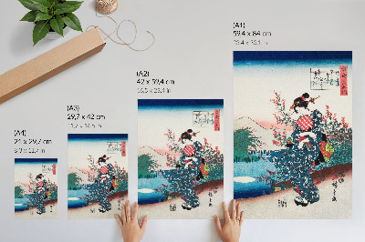 Kunstdruck leinwand Japanerin (1844-1846), Vintage-Holzschnitt von Utagawa Hiroshige