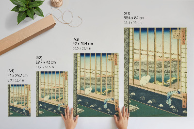 Wandposter Die Reisfelder von Asakusa und das Torinomachi-Festival aus der Serie „Hundert berühmte Ansichten von Edo“ von Hiroshige