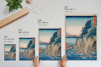 Wandposter Höhleneingang auf der Insel Enoshima in der Provinz Sagami, Nr. 15, von Utagawa Hiroshige