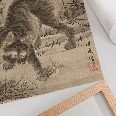 Kunstdruck leinwand Eine Katze fängt einen Frosch von Kawanabe Kyosai